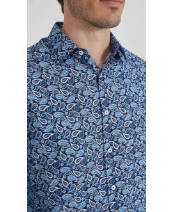 1506202-01 Chemise coupe droite à motifs - Bleu