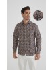 1506202-02 Chemise coupe droite à motifs - Marron