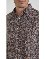 1506202-02 Chemise coupe droite à motifs - Marron