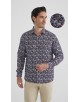 1506202-03 Chemise coupe droite à motifs - Noir