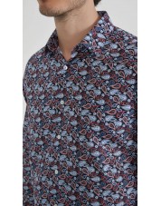 1506202-03 Chemise coupe droite à motifs - Noir