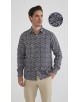 1506202-04 Chemise coupe droite à motifs - Marine