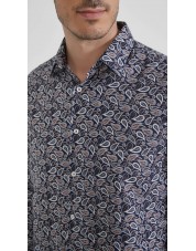 1506202-04 Chemise coupe droite à motifs - Marine