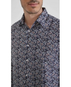 1506202-04 Chemise coupe droite à motifs - Marine