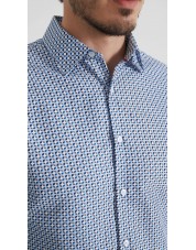 1506202-05 Chemise coupe droite à motifs - Bleu