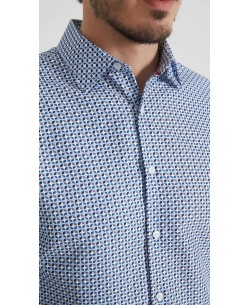1506202-05 Chemise coupe droite à motifs - Bleu