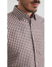 1506202-06 Chemise coupe droite à motifs - Marron