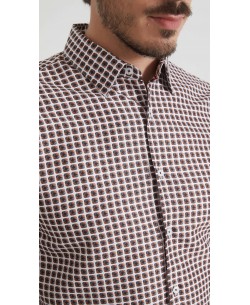 1506202-06 Chemise coupe droite à motifs - Marron