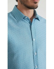 1506202-08 Chemise coupe droite à motifs - Turquoise