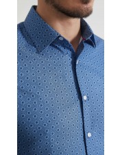 1506202-09 Chemise coupe droite à motifs - Bleu