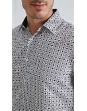 1506203-01 Chemise coupe droite à motifs - Blanc