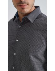 1506203-10 Chemise coupe droite à motifs - Noir
