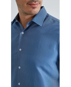 1506203-11 Chemise coupe droite à motifs - Bleu