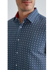 1506203-02 Chemise coupe droite à motifs - Marine