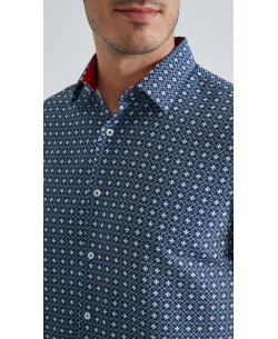 1506203-02 Chemise coupe droite à motifs - Marine