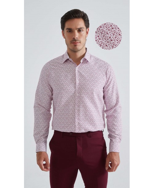 1506203-05 Chemise coupe droite à motifs - Rose