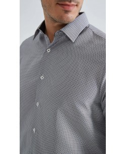 1506203-08 Chemise coupe droite à motifs - Blanc