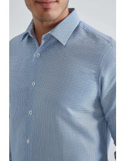 1506203-09 Chemise coupe droite à motifs - Bleu