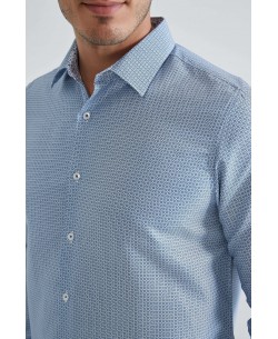 1506203-09 Chemise coupe droite à motifs - Bleu