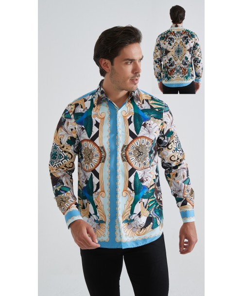 1506208-01 Chemise coupe droite à motifs