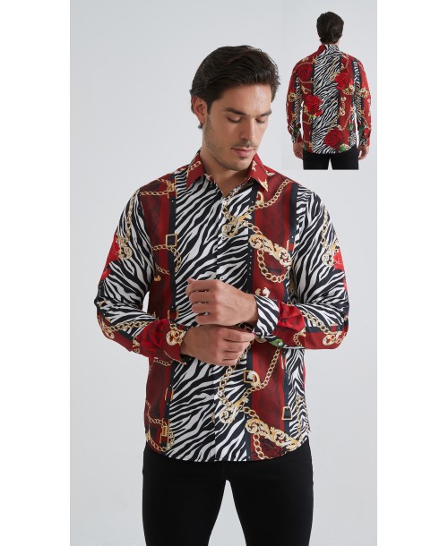 1506208-06 Chemise coupe droite à motifs