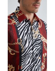 1506208-06 Chemise coupe droite à motifs