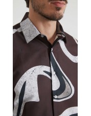 1506208-07 Chemise coupe droite à motifs - Marron