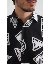 1506208-08 Chemise coupe droite à motifs - Noir