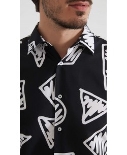 1506208-08 Chemise coupe droite à motifs - Noir
