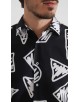 1506208-08 Chemise coupe droite à motifs - Noir