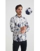 1506208-09 Chemise coupe droite à motifs - Marine