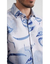 1506208-10 Chemise coupe droite à motifs - Blanc
