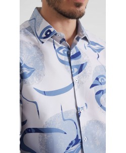 1506208-10 Chemise coupe droite à motifs - Blanc