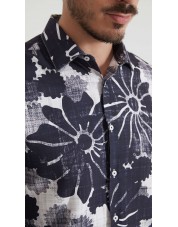 1506208-12 Chemise coupe droite à motifs - Marine