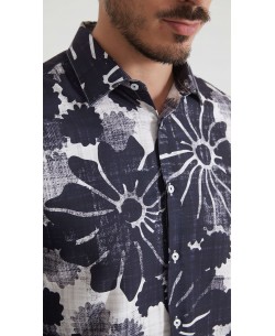 1506208-12 Chemise coupe droite à motifs - Marine