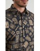 1506208-15 Chemise coupe droite à motifs - Noir