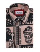 1506208-16 Chemise coupe droite à motifs - Camel