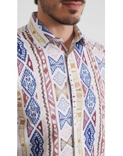 1506208-17 Chemise coupe droite à motifs - Multi