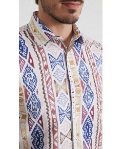 1506208-17 Chemise coupe droite à motifs - Multi