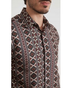 1506208-19 Chemise coupe droite à motifs - Multi
