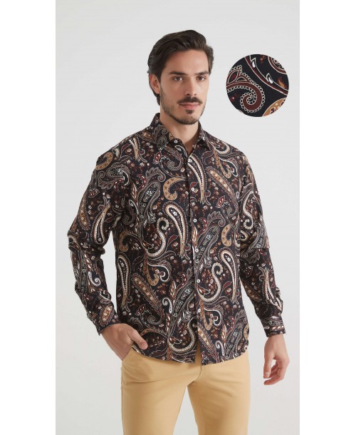 1506208-20 Chemise coupe droite à motifs - Multi
