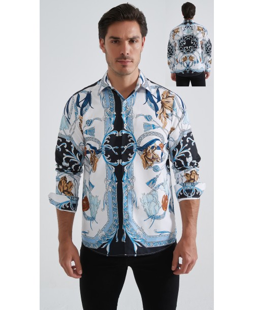 1506209-04 Chemise coupe droite à motifs