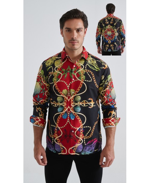 1506209-07 Chemise coupe droite à motifs