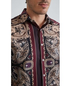 1506209-09 Chemise coupe droite à motifs