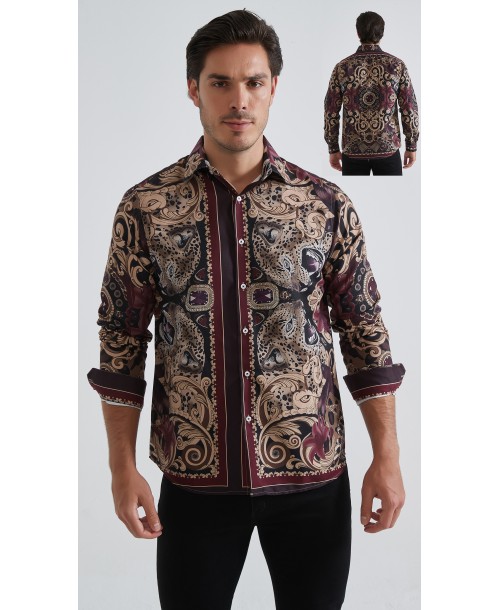 1506209-09 Chemise coupe droite à motifs