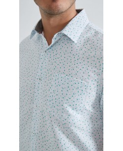 1506304-03 Patterned sleeveless shirt comfort fit - White