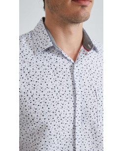 1506304-04 Patterned sleeveless shirt comfort fit - White