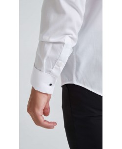 BM-05-1 Chemise blanche coupe droite à poignets mousquetaires