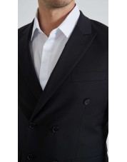 COS-H051 Costume croisé 2 pièces (T46 à T58) -  Noir