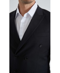 COS-H051 2 pieces double breasted suit (T46 to T58) - Black